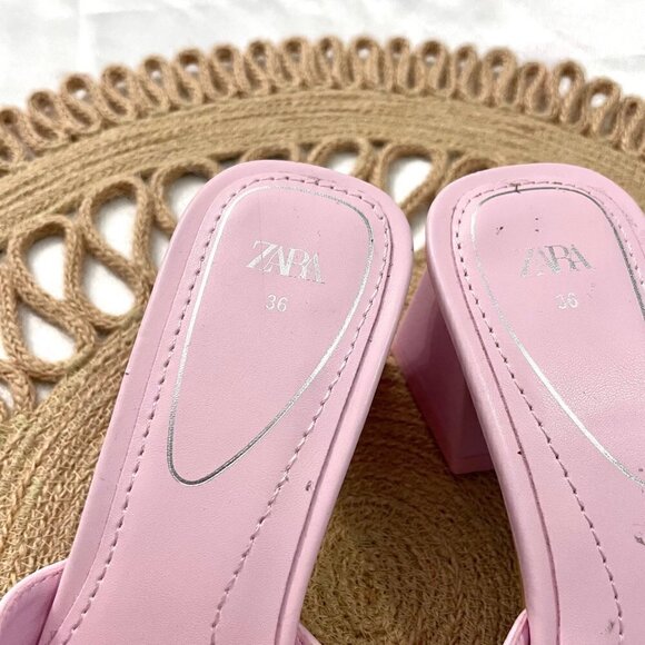 Zara Pink Mid Block Heel Sandals Size 36 3328/910/050 - Picture 4 of 10